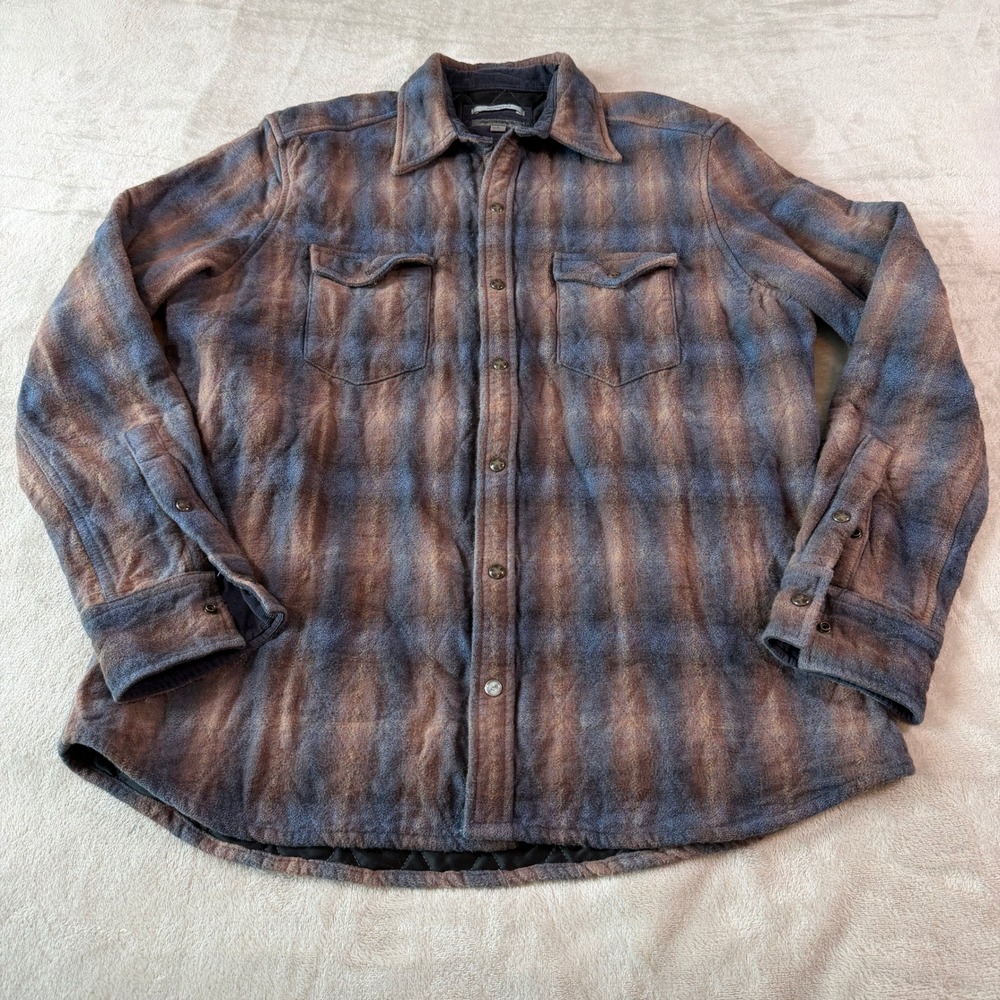 Johnston & Murphy Mens Large Tailored Fit Quilted Plaid Flannel Shirt Jacket
